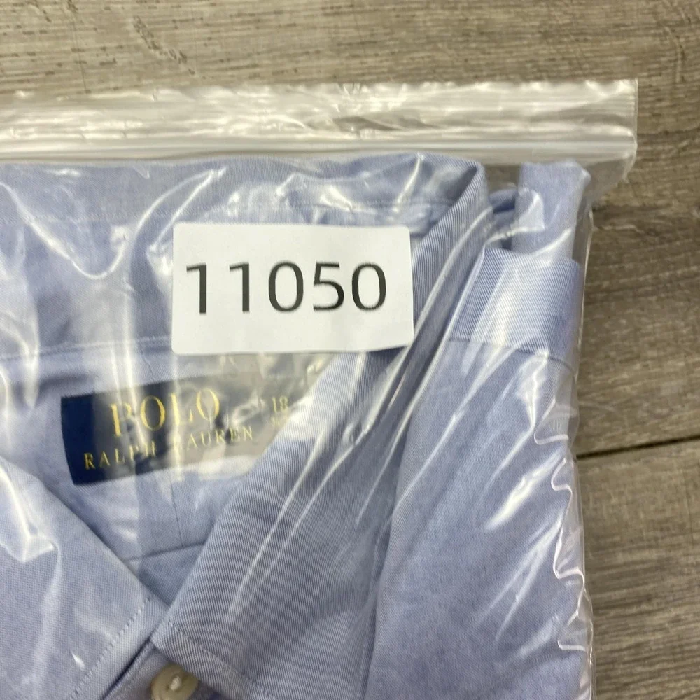 Polo Ralph Lauren Shirt Mens 2XL Blue Solid Oxford Long‎ Sleeve Button Down